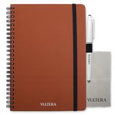 Vultera uitwisbaar notitieboek - To Do Planner - A5 - Leer - Terra Brown