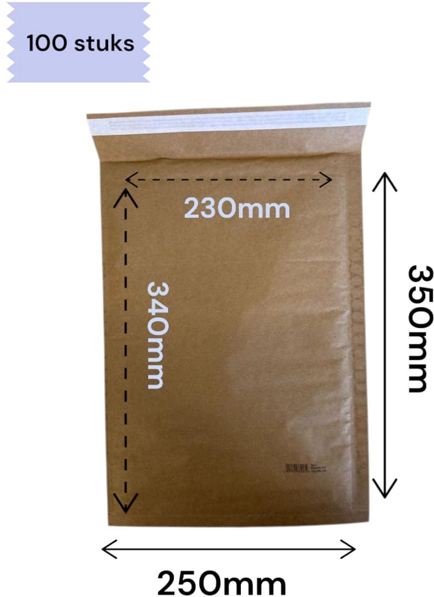 100 stuks - Luchtkussen enveloppen 17G / Bubbeltjes envelop / binnenmaat 230 x 340mm /buitenmaat maat 250 x 350mm