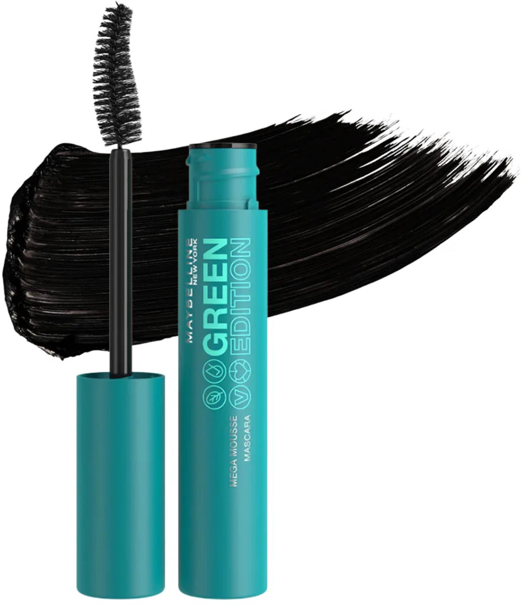 Maybelline Mega Mousse Mascara - Green Edition - 002 Very Black - VEGAN - Mascara - 9 ml