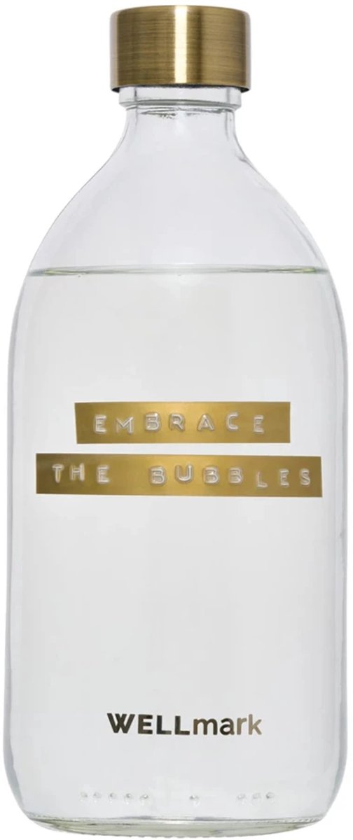 Wellmark badzeep 500ml helder glas / brass - 'embrace the bubbles'