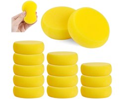 12 stuks - ronde verf sponzen - pottenbakker sponzen voor klei - synthetische kunstenaars sponzen - aquarel spons - voor schminken, aquarelschilderen, pottenbakken en knutselen (geel)