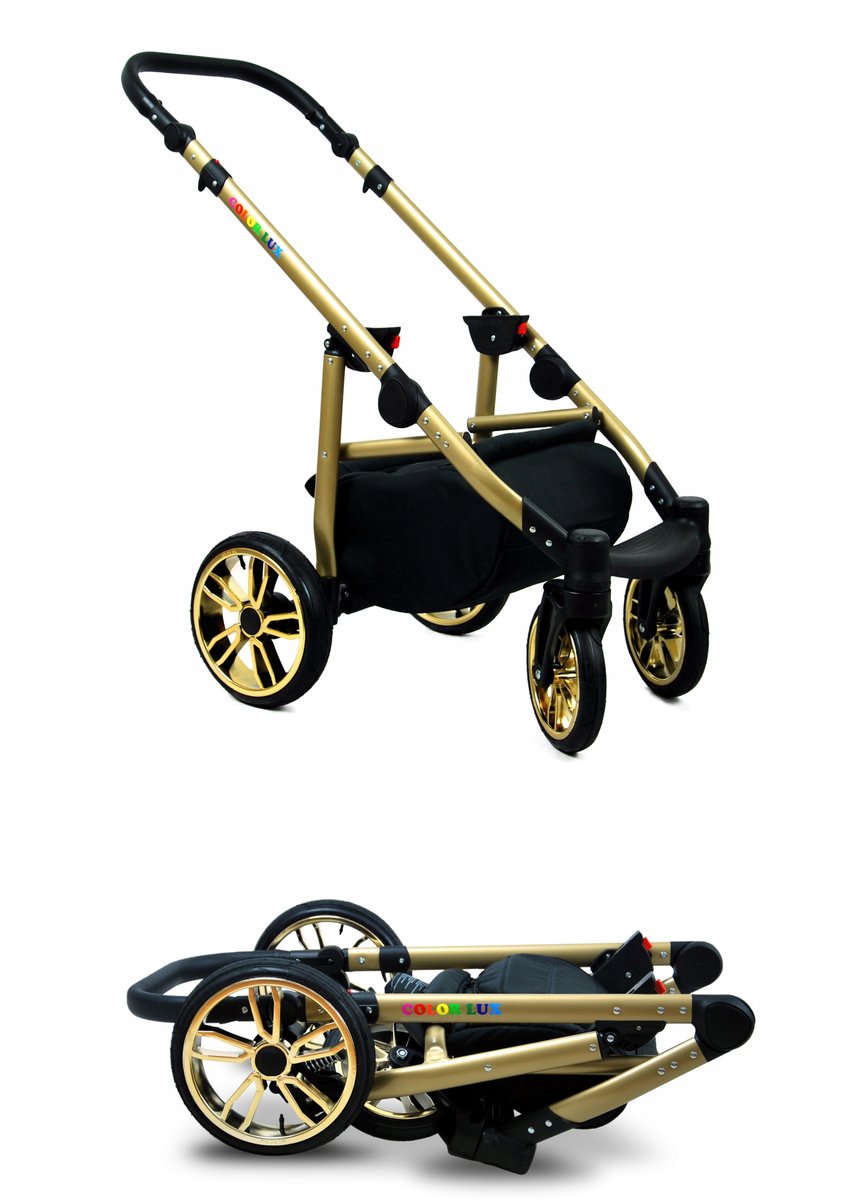 BabyLux® COLORLUX 3in1 Kinderwagen - Opklapbaar met Gold Frame - afbeelding 2