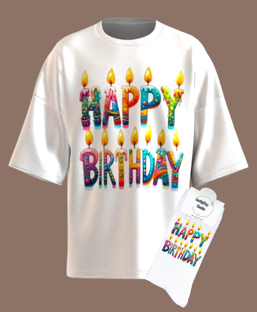 Gift Set - Jarig - T-shirt - Verjaardags cadeau - Verjaardag - Verjaardag shirt - LuckyDaySocks - Uniek cadeau - Verjaardag kaarsjes - Maat XXL