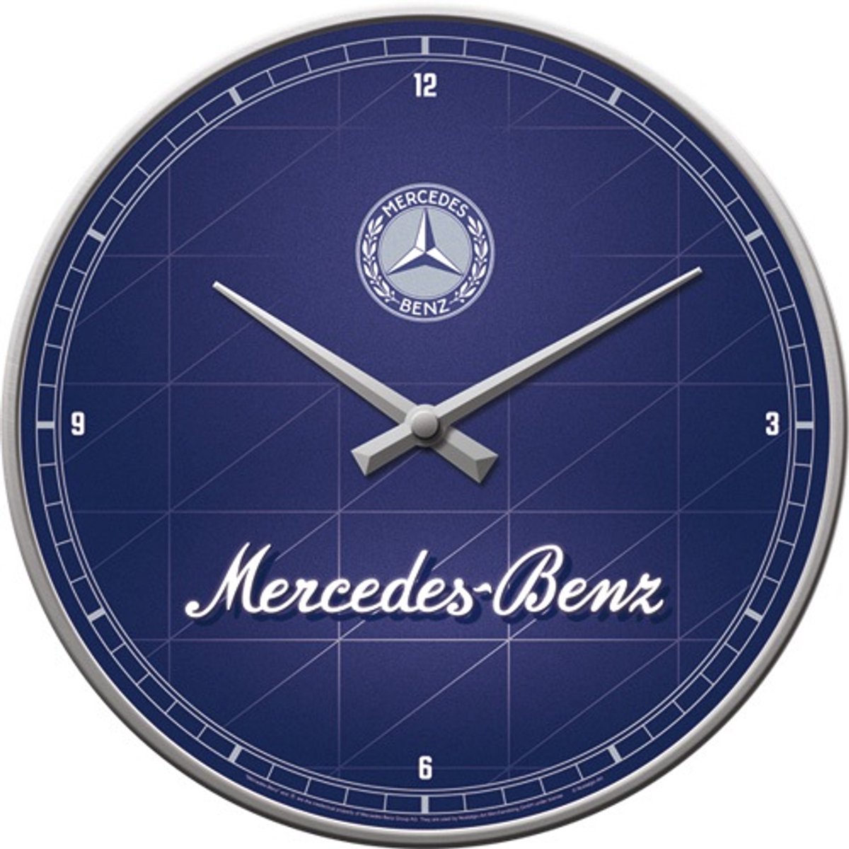 Wandklok Mercedes-Benz - Silver & Blue