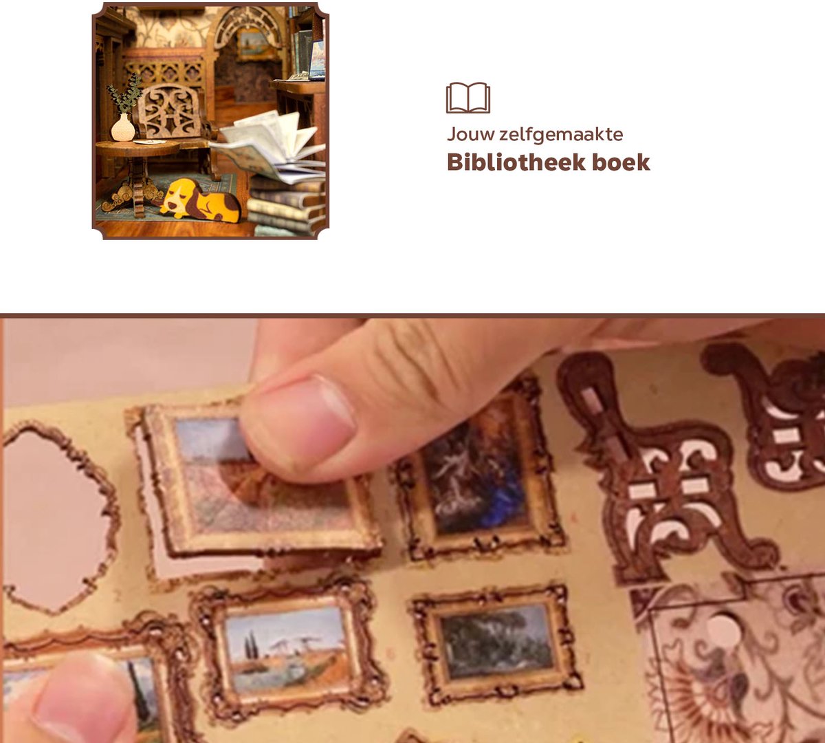 CuteBee Book Nook - Modelbouw - Houten 3D Puzzel - DIY Bouwpakket Volwassenen en Volwassenen - Boekensteun - Boekenhouder - Eternal Bookstore — afbeelding 19