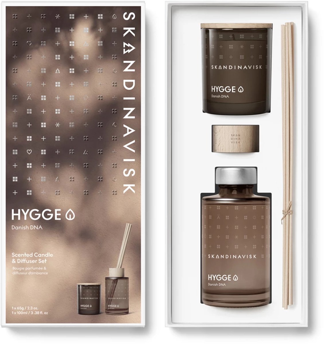 Skandinavisk Hygge giftset geurkaars 65gr + diffuser 100ml