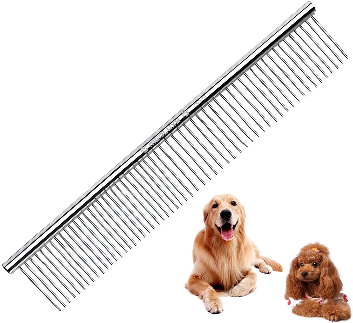 MEDLUXY® PET - RVS Kam - Fijn / Grof - Klein - 19 cm - kam voor dieren, hondenkam, kattenkam, paardenkam