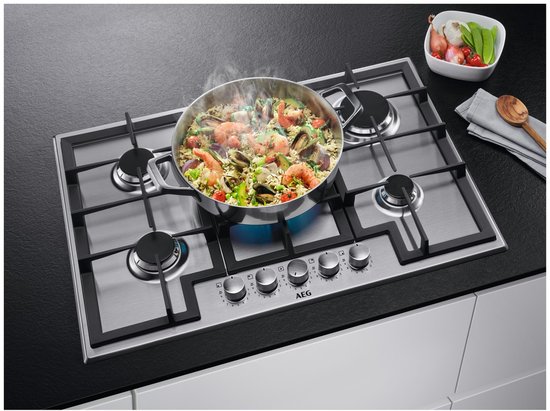 AEG HGB75400SM Roestvrijstaal Ingebouwd 75 cm Gaskookplaat 5 zone(s)