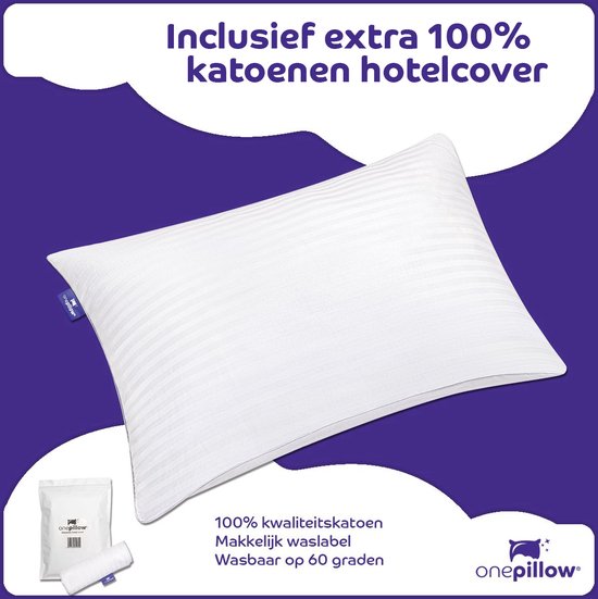 OnePillow® hoofdkussen – 60 dagen proefslapen - voor iedere slaaphouding – 2 hoezen – afstelbaar – tegen nekklachten – verkoelend – traagschuim - 2025 versie