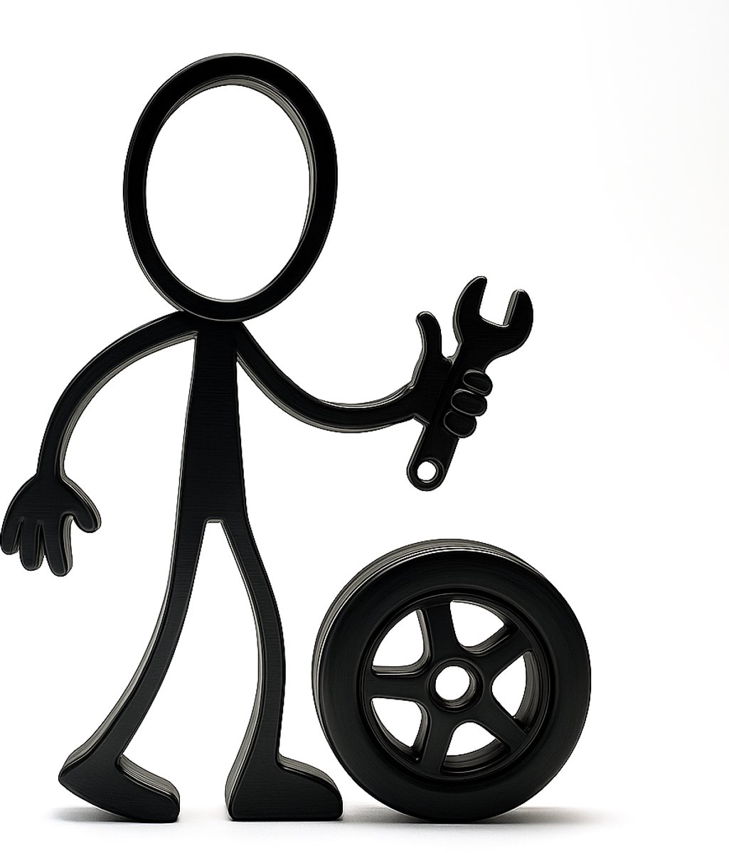 Stickyman Automonteur - decoratiebeeldje - zwart - 20 cm hoog