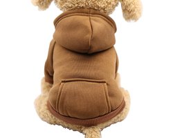 Hondenjas - Hondenkleding - Hondenjasjes Winter - Hondenjas - Winterkleding - Winter Honden Hoodie Sweatshirts - Warme Hondenkleding - Met Zakken - Voor Kleine - Voor Binnen - Buiten - L - Koffie - Borstomvang 50-60 cm