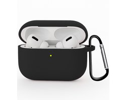 Hoesje Geschikt voor Apple Airpods Pro 3 - Siliconen Hoes met Clip - Silicone Case Cover - Zwart