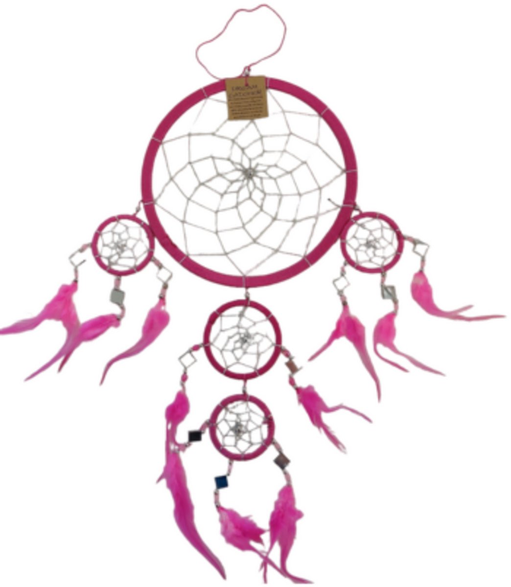 Ruben Robijn Dromenvanger - spiegel - 22cm - roze - Dreamcatcher