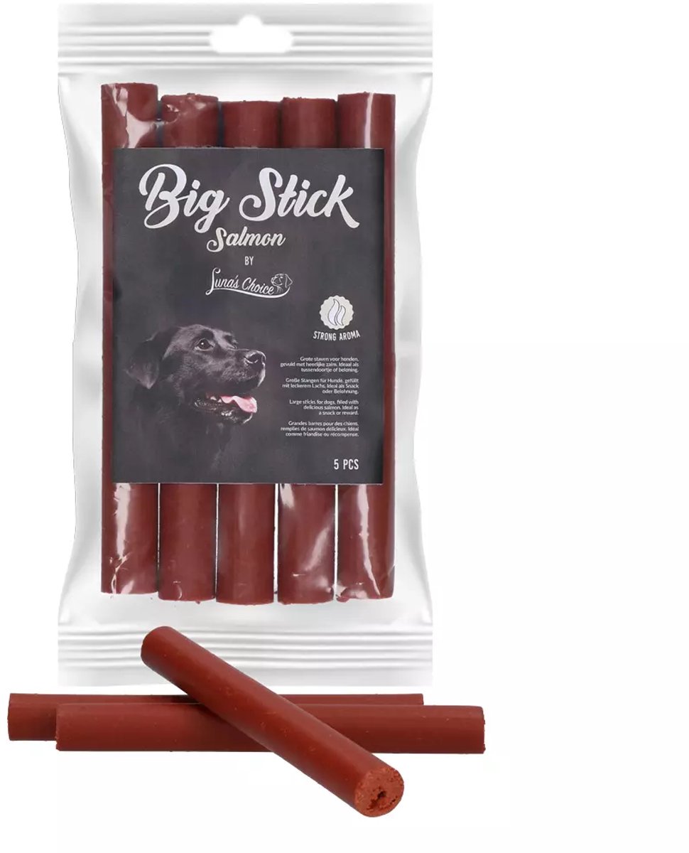 Luna's Choice Big Stick - 5 stuks - Zalm - Kauwstaaf Hond - Hondensnack voor bij de Training - Semi-Moist