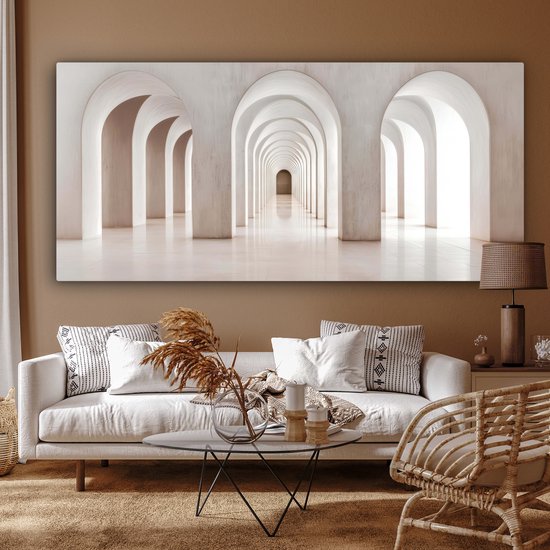 Peinture sur toile 200x100 cm - Décoration murale Hall - Arches - Symétrique - Moderne - Décoration murale salon - Décoration chambre - Accessoires chambre - Peintures sur toile