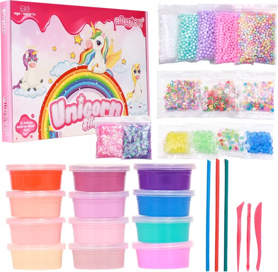 Allerion Unicorn Slijm Kit – Sensorisch Speelgoed – Complete set – Inclusief Uitgebreide Handleidingen