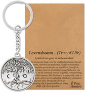 Levensboom Sleutelhanger Zilverkleurig - Spirituele Talisman - Roestvrij Staal / Stainless Steel - Tree of Life - Pax Amare