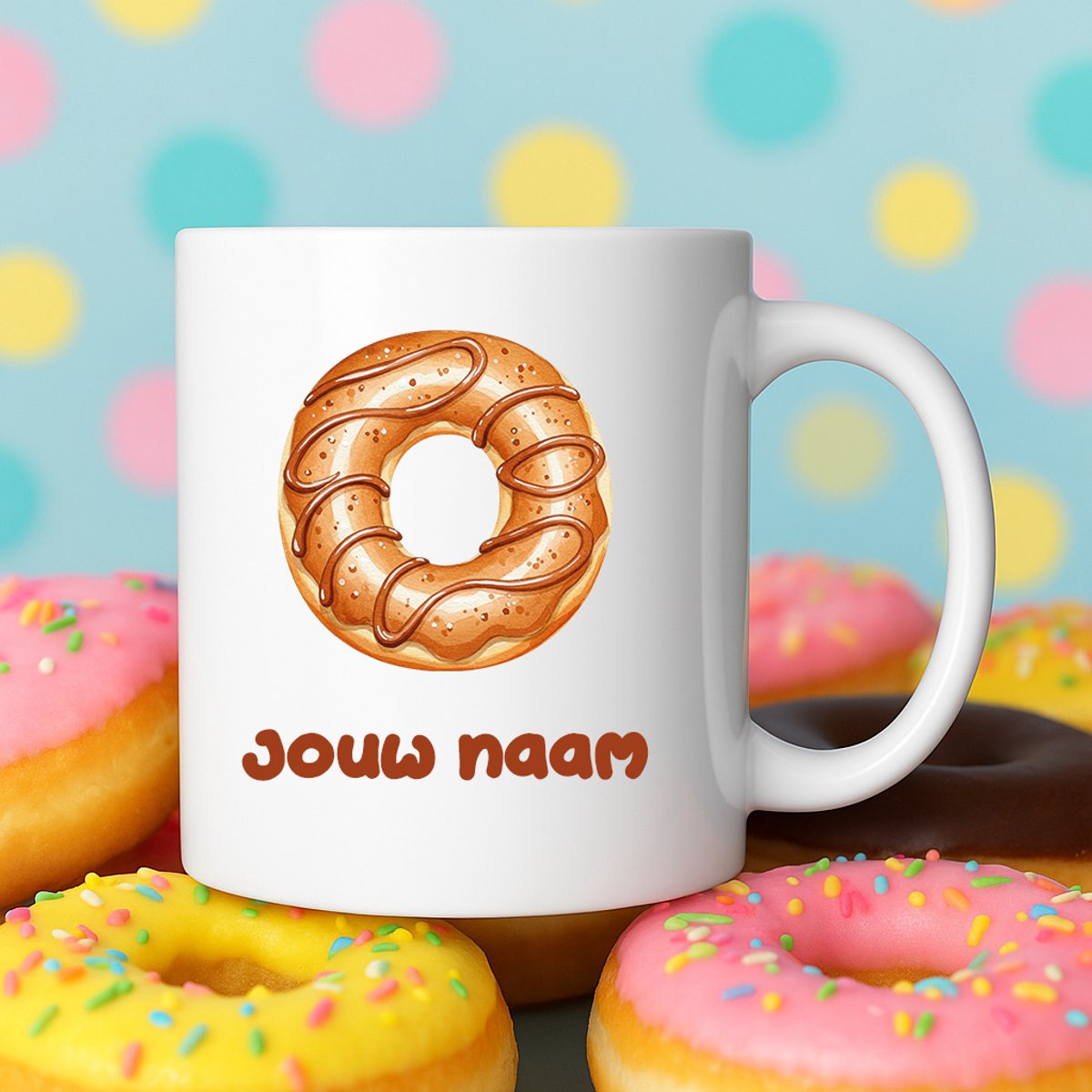 Mok - Donut letter O – Gepersonaliseerd met naam – Grappige Mokken