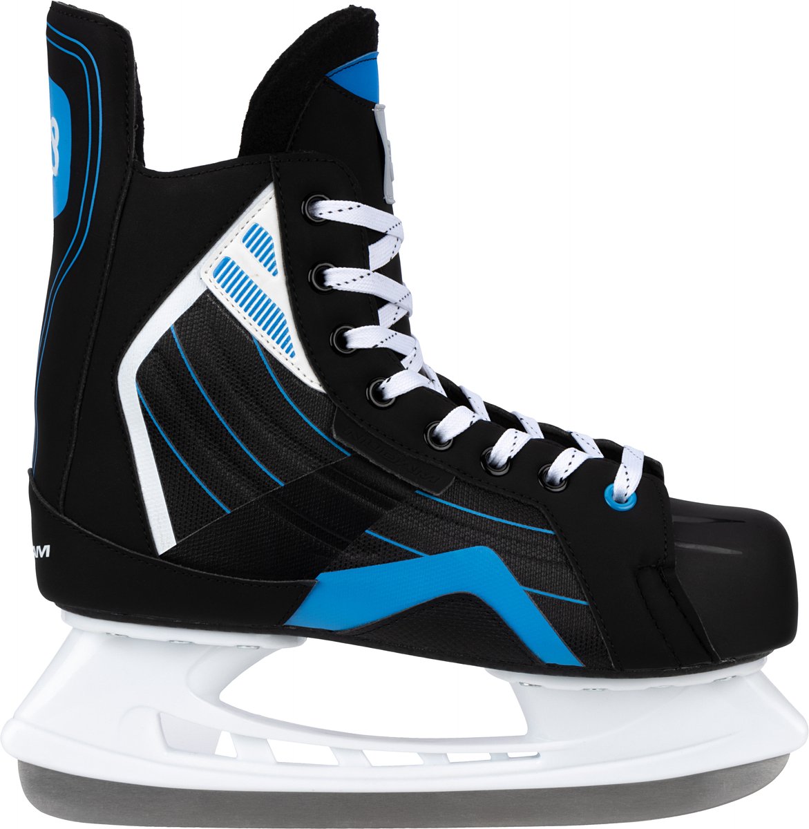 Nijdam IJshockeyschaats – Verstelbaar – Deluxe – Zwart/Blauw – Maat 44