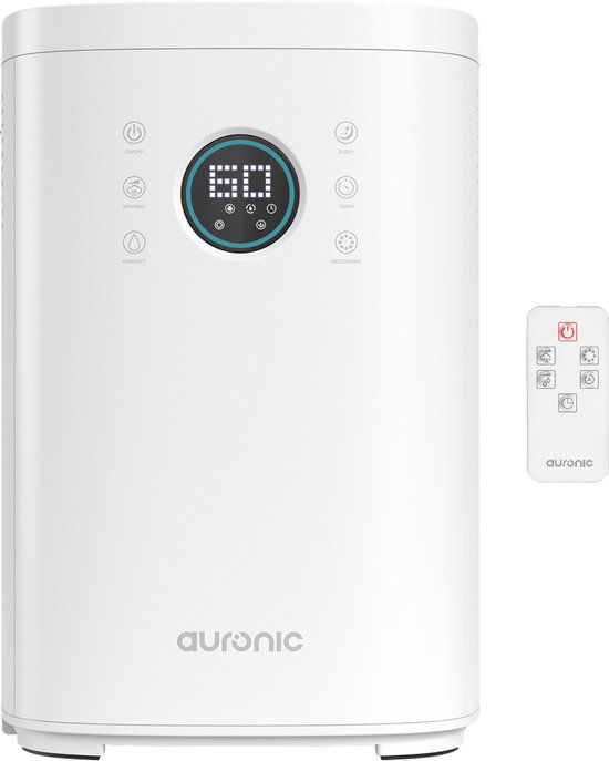 Auronic Luchtbevochtiger - 4 Liter - 40m2 - Geschikt voor Woonkamer, Kantoor, Slaapkamer, Babykamer en Meer - Met Aromatherapie - BPA-Vrij - Wit