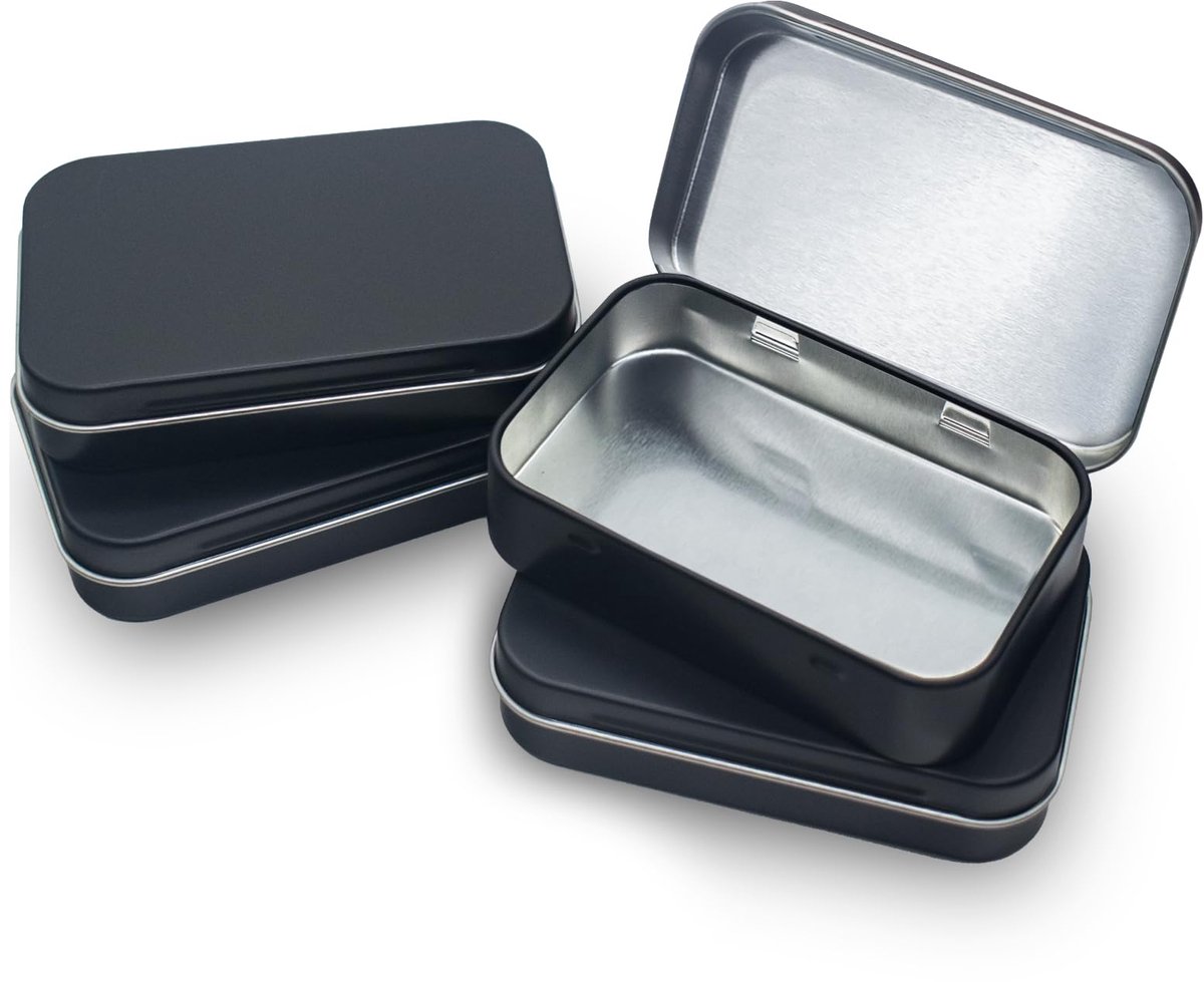 Ibenzoa® Set van 4 compacte metalen opbergdozen met deksel voor kleine items