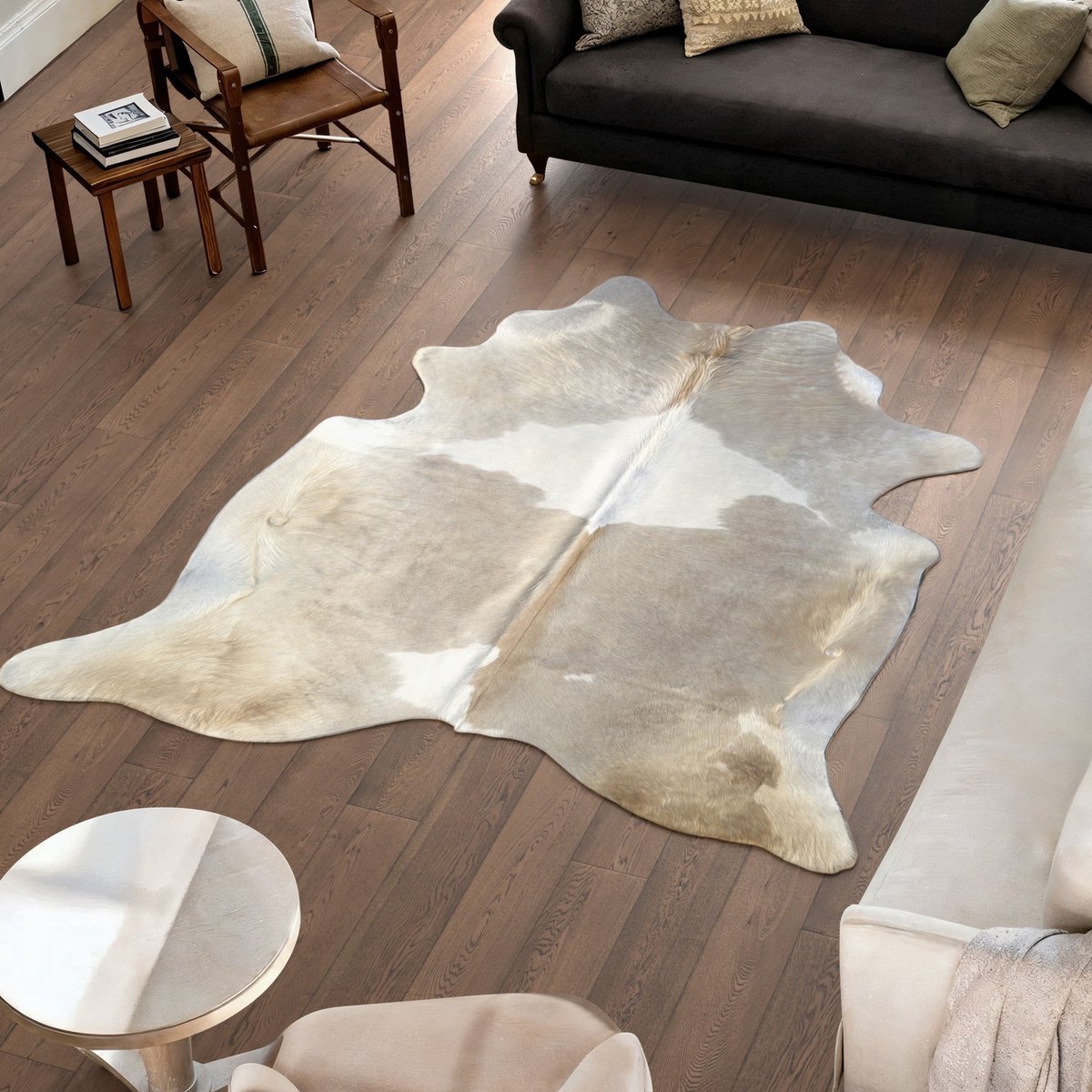 Koeienhuid Vloerkleed - Beige - 210 x 202 cm - Koeienkleed / Koeienvel / Dierenvel / Dierenhuid / Koehuid Tapijt