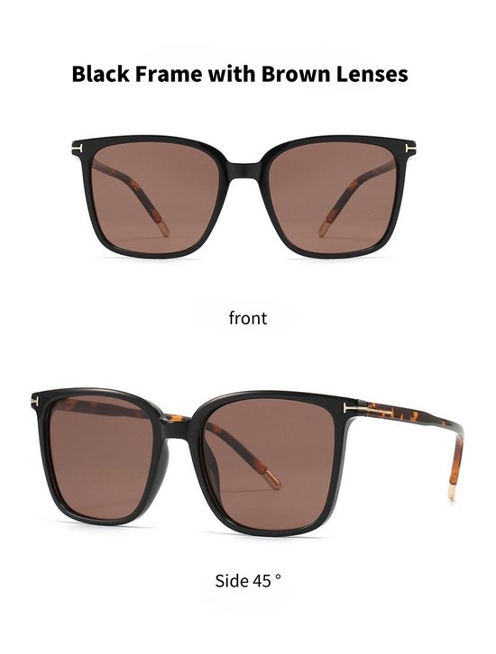 VueDeCerf Unisex Zonnebril - CAT 3 Zonnebril - UV380 - Vierkant - Zwart Montuur met Bruine Glazen van VueDeCerf — afbeelding 2