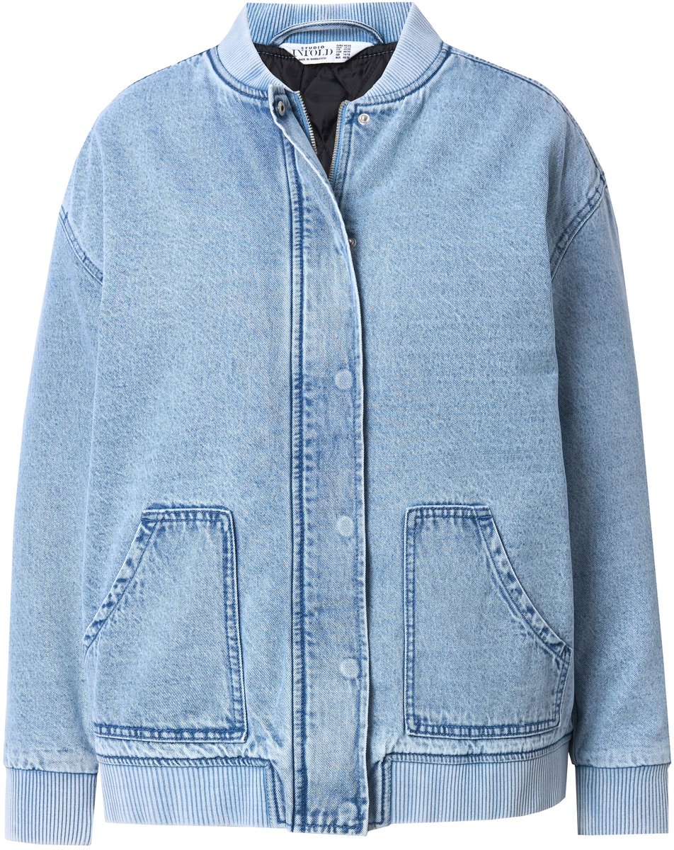 Studio Untold - Dames - Denim bomberjack doorgestikte voering - Licht blauw denim - Maat 50+