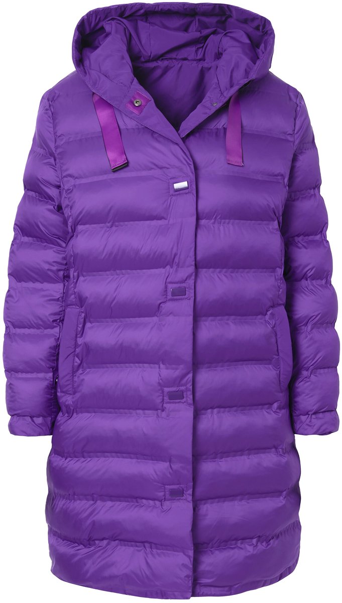 Angel of Style - Dames - Doorgestikte mantel straight fit capuchon - Violet - Maat 52