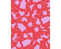 Product afbeelding van Het Inpakhuis - Inpakpapier - Cadeaupapier - Kadopapier - Sinterklaas Kapoentje Rood Roze - 50cm x 3m - Rol inpakpapier - Piet - 5 December - Pakjesavond