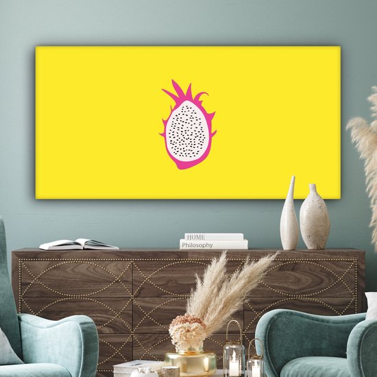 Canvas schilderij 160x80 cm - Exclusieve wanddecoratie Illustratie - Drakenvrucht - Kleurrijk - Muurdecoratie woonkamer - Slaapkamer decoratie - Kamer accessoires - Schilderijen op canvas