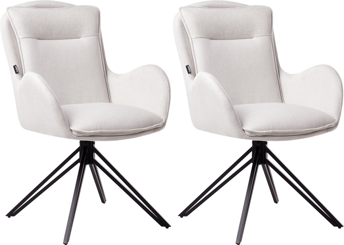 AVELAR - Set van 2 eetkamerstoelen - Lichtbeige - Polyester