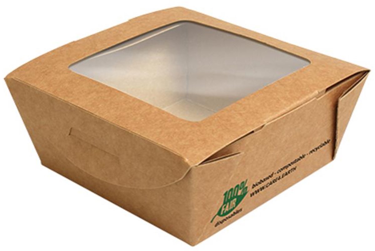 Image of 40 Verpakkingen voor delicatessen Pappe pure hoekig 650 ml 4,5 cm x 12 cm x 12 cm bruin 100% Fair