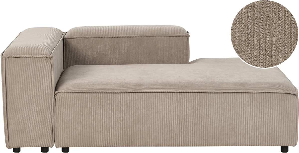 Beliani ARDAL - Chaise longue - Lichtbruin - Linkszijdig - Corduroy