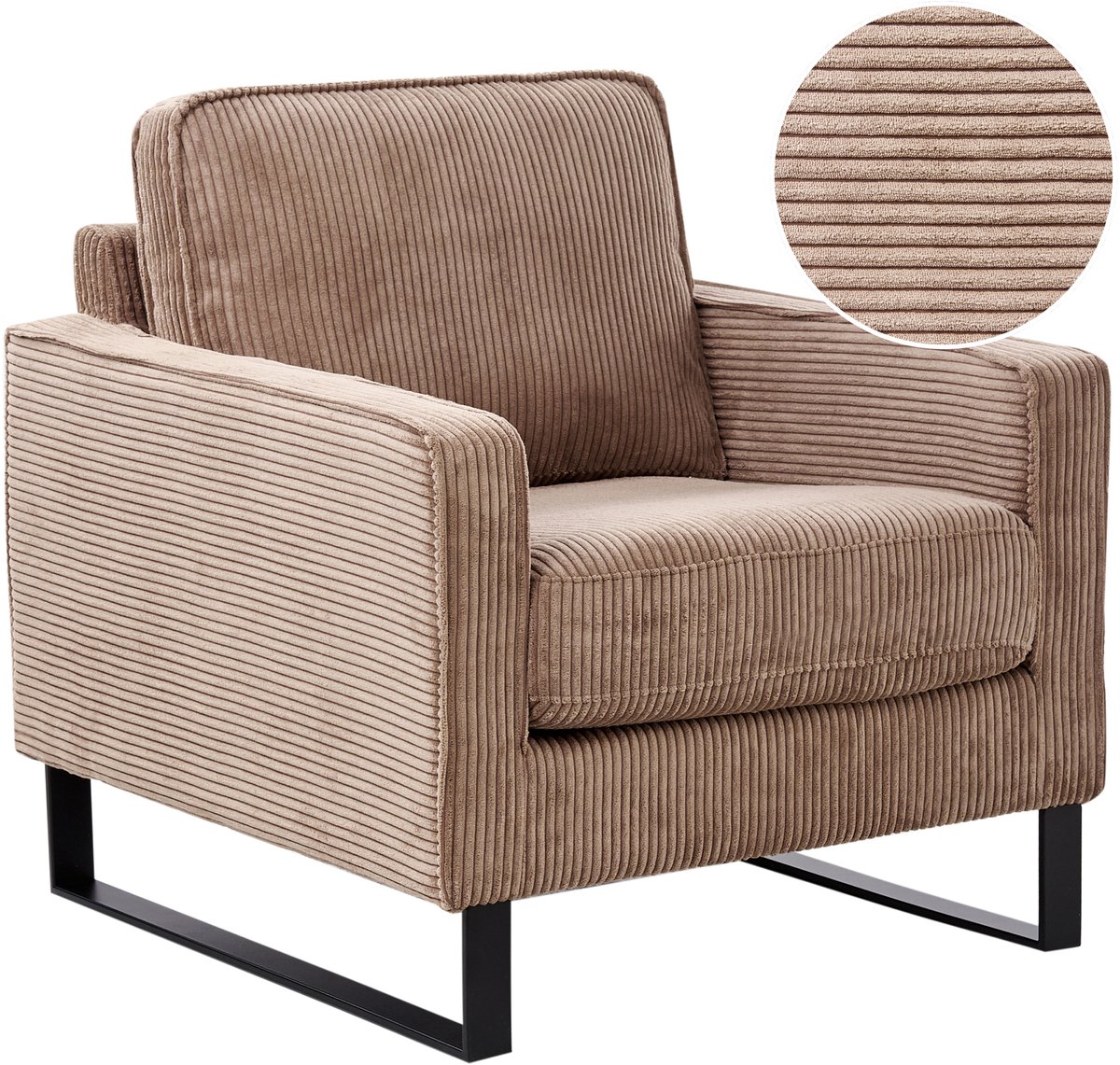 Beliani VIND - Fauteuil - Beige - Corduroy