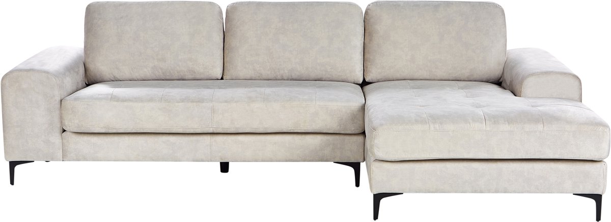 BELIANI KIRUNA - Hoekbank - Lichtbeige - Linkszijdig - Fluweel