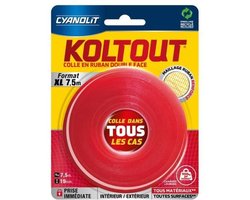 Dubbelzijdig plakband - CYANOLIT - Koltout tape XL - 7,5 m x 19 mm - Sterke hechting - Discreet en sterk