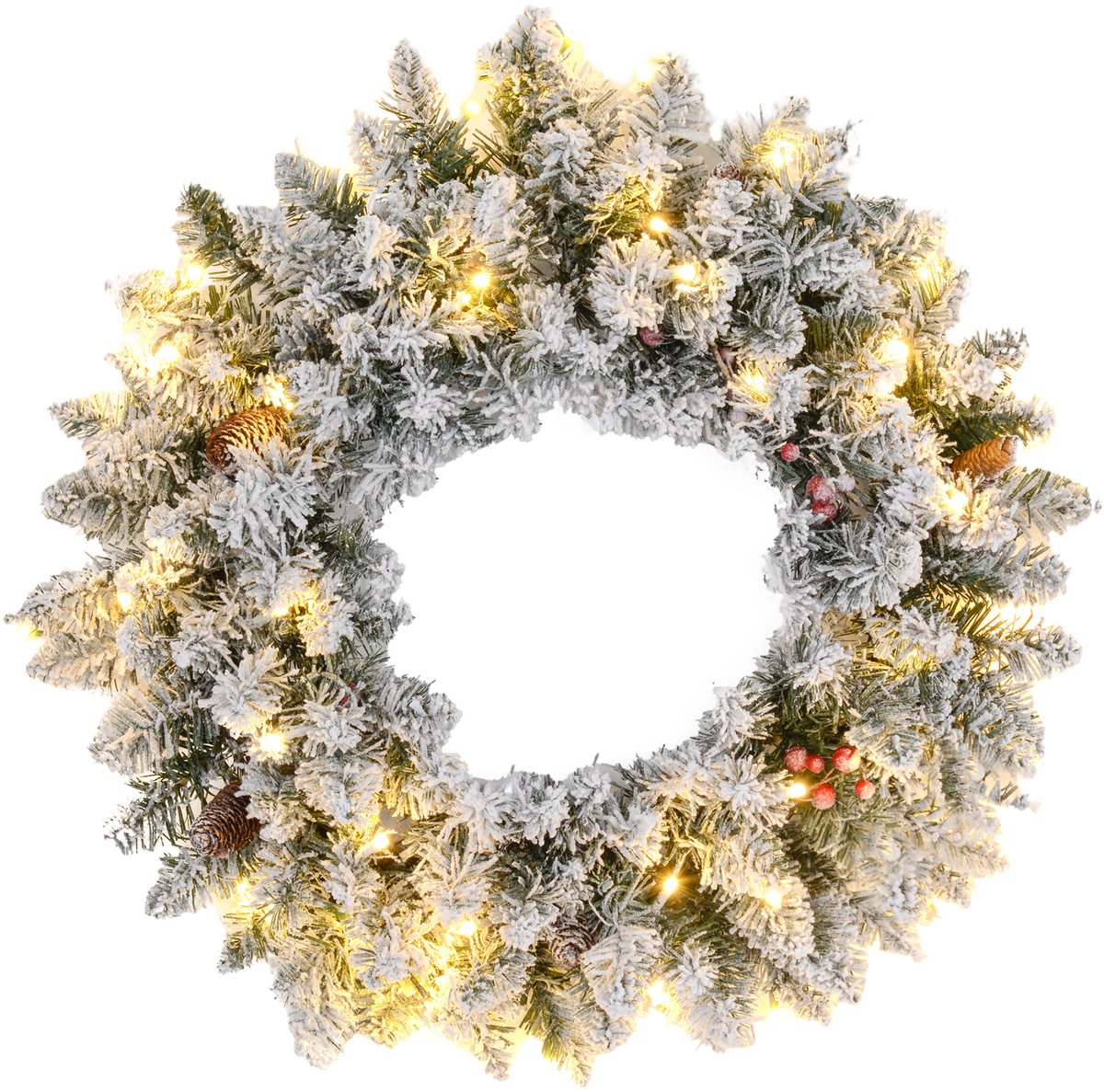 HOMCOM-Christmas Wreath-60x60x10cm-Plastique-Vert