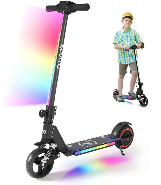 Elektrische Step Kinderen - Kinderstep Inklapbaar - 130W - Max 14km/u - LED Verlichting - 8km Bereik - Zwart