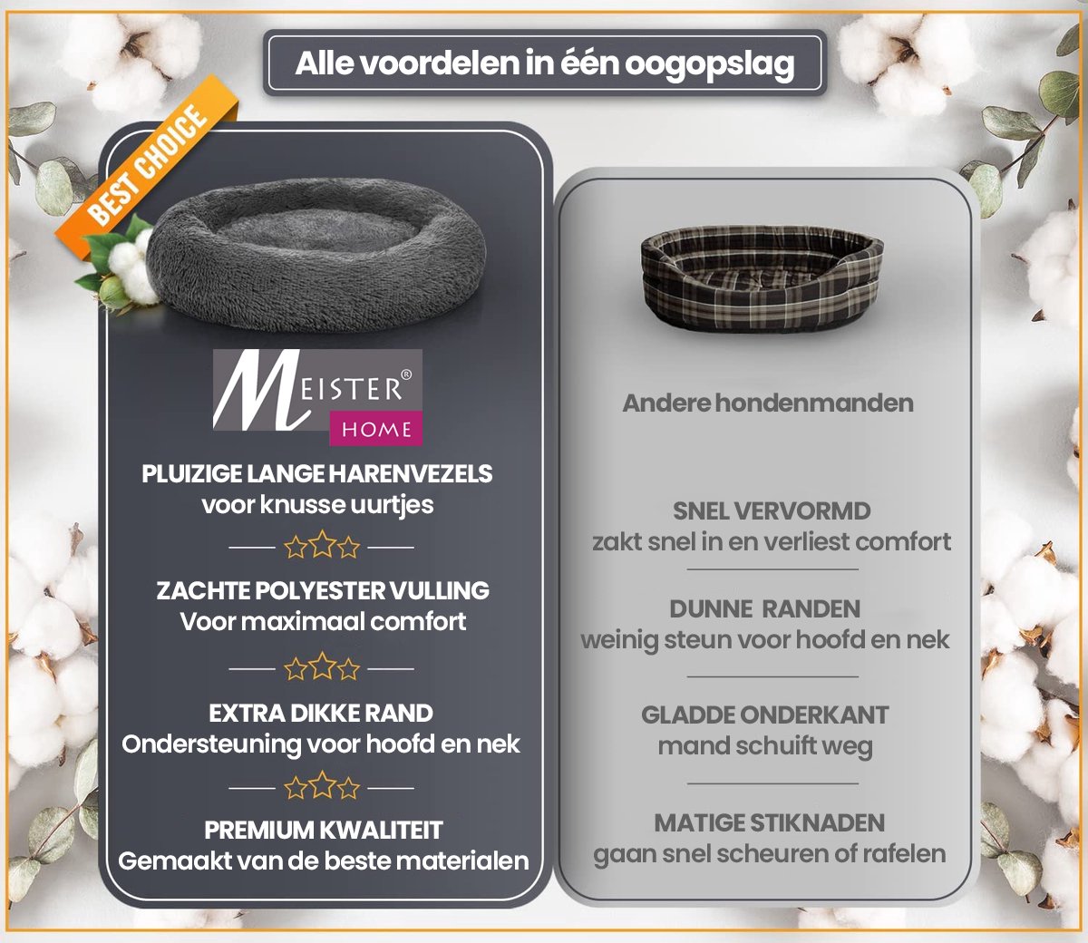 MeisterPets Donut Hondenmand 80 cm - Pluche, Antislip thumbnail 4