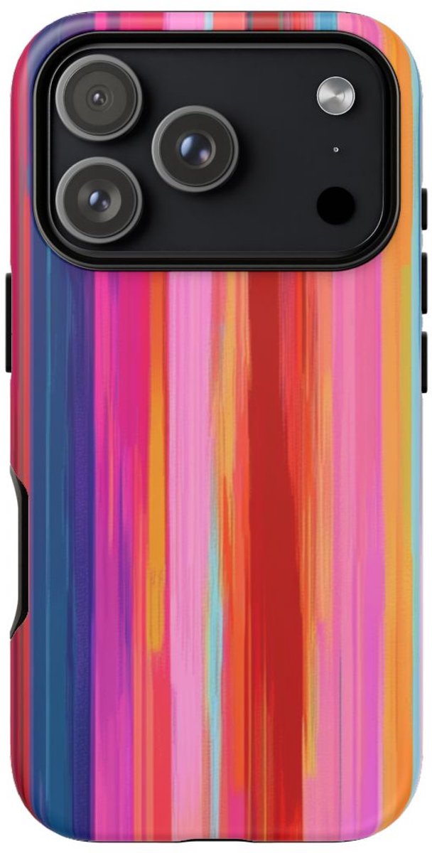 Vrolijke Verticale Kleurenstrepen Abstract – Telefoonhoesje Geschikt voor iPhone 17 Pro