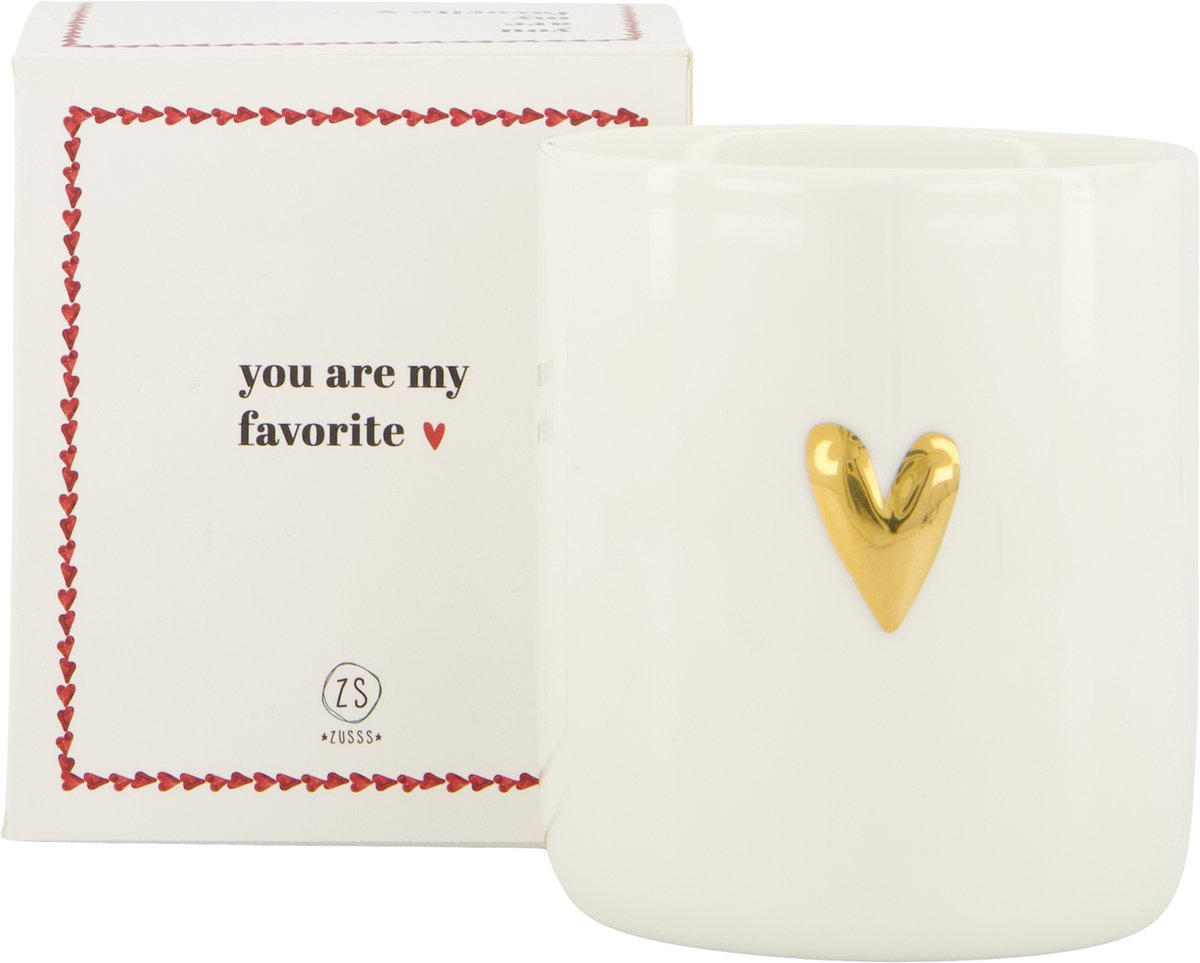 Zusss Geurkaars Keramiek In Doosje Favorite Wit/Rood Keramiek / Paraffine White / Red