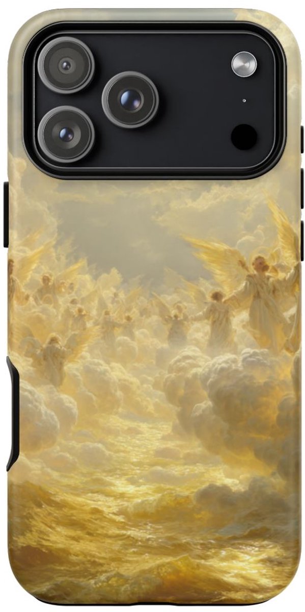 Gouden Engelen Tussen Wolken en Licht – Telefoonhoesje Geschikt voor iPhone 17 Pro Max