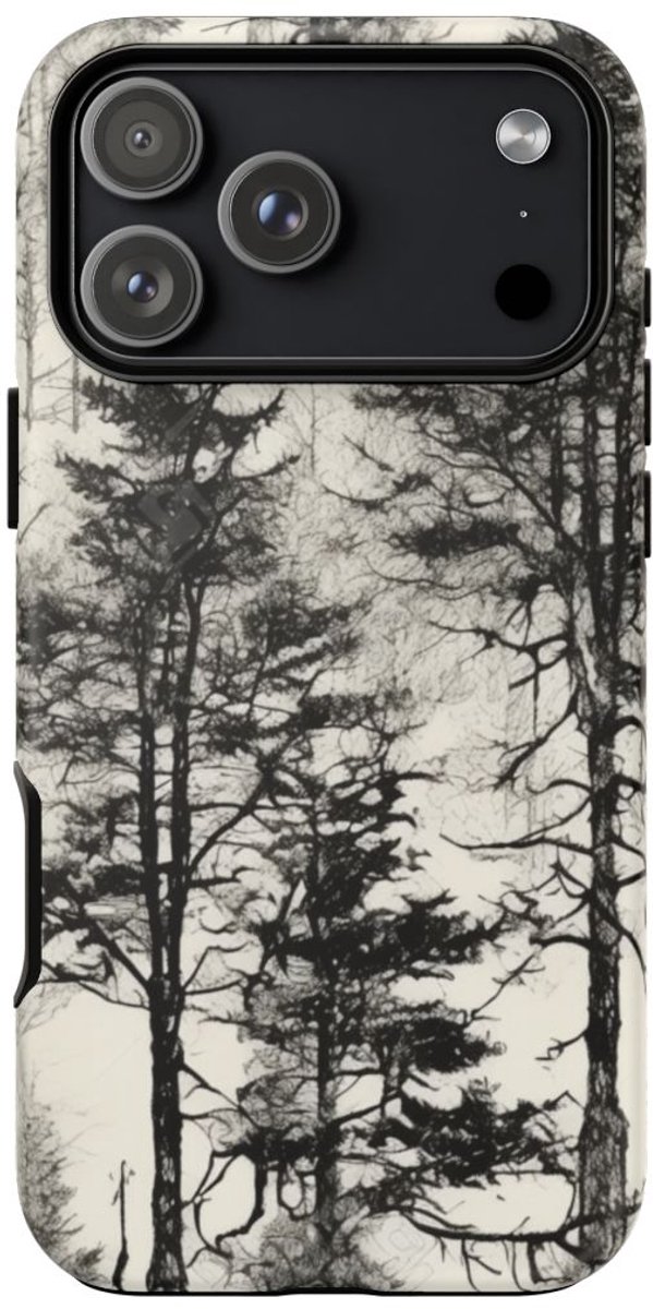 Zwart-Wit Boompatroon – Telefoonhoesje Geschikt voor iPhone 17 Pro Max