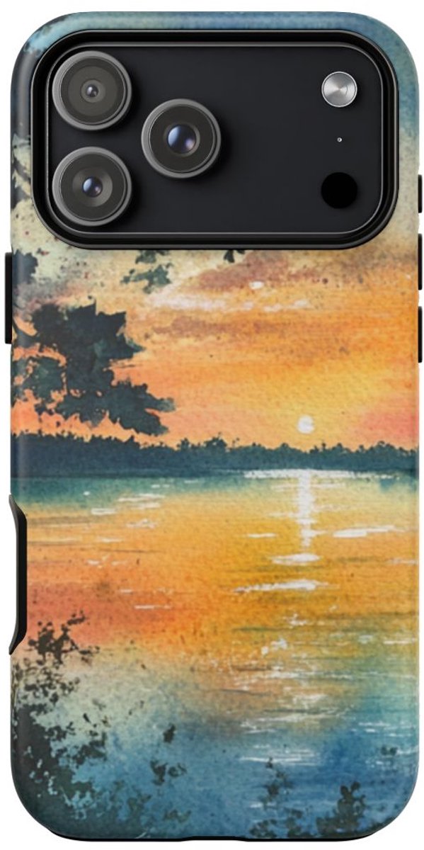Zeilboot bij Schemering op Meer – Telefoonhoesje Geschikt voor iPhone 17 Pro Max