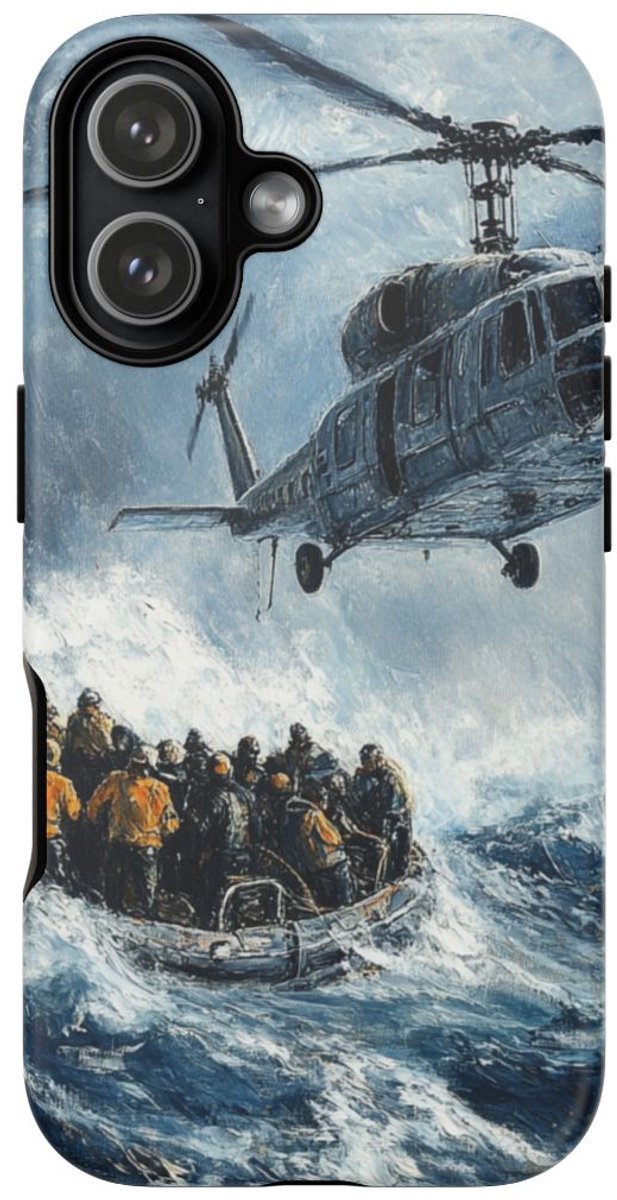 Helikopterredding Boven Woeste Zee – Telefoonhoesje Geschikt voor iPhone 17