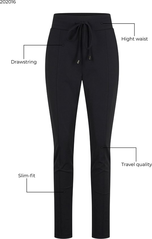 Pantalon Femme Mi Piace Travel Fabric - Zwart - Comfort et sans plis - M/38 - 202016