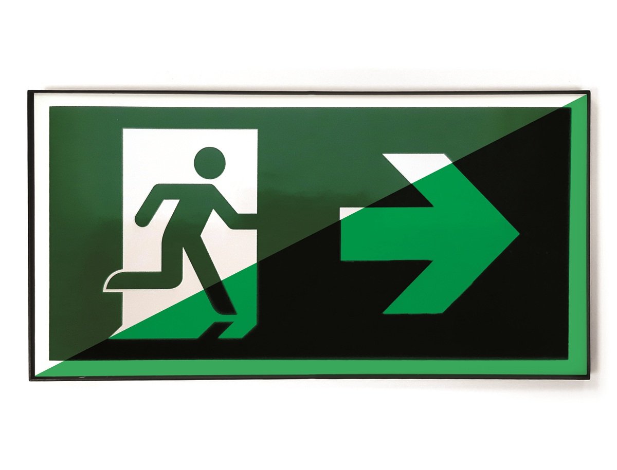 Design bord Lichtgevend nooduitgang bord pijl rechts - kunststof - E001 200 x 100 mm NALICHTEND (glow in the dark)