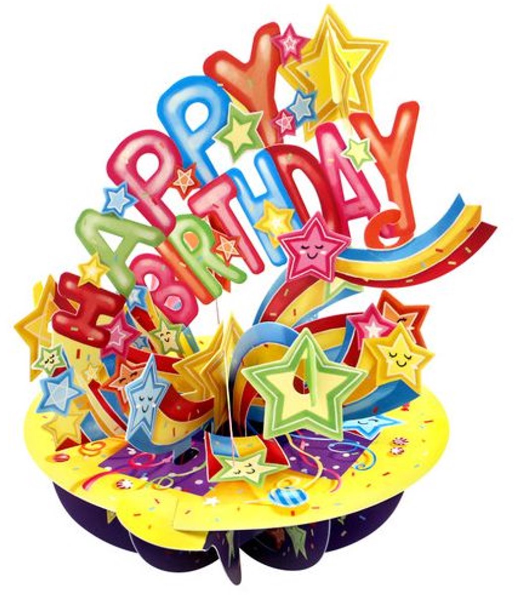 3D Kaart Happy Birthday - Shooting Stars - Santoro London Pirouettes