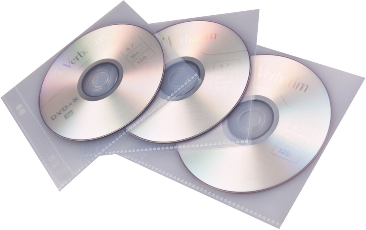 proOFFICE CD/DVD hoezen, transparant PP, voor 1 disc, 2-gaats perforatie